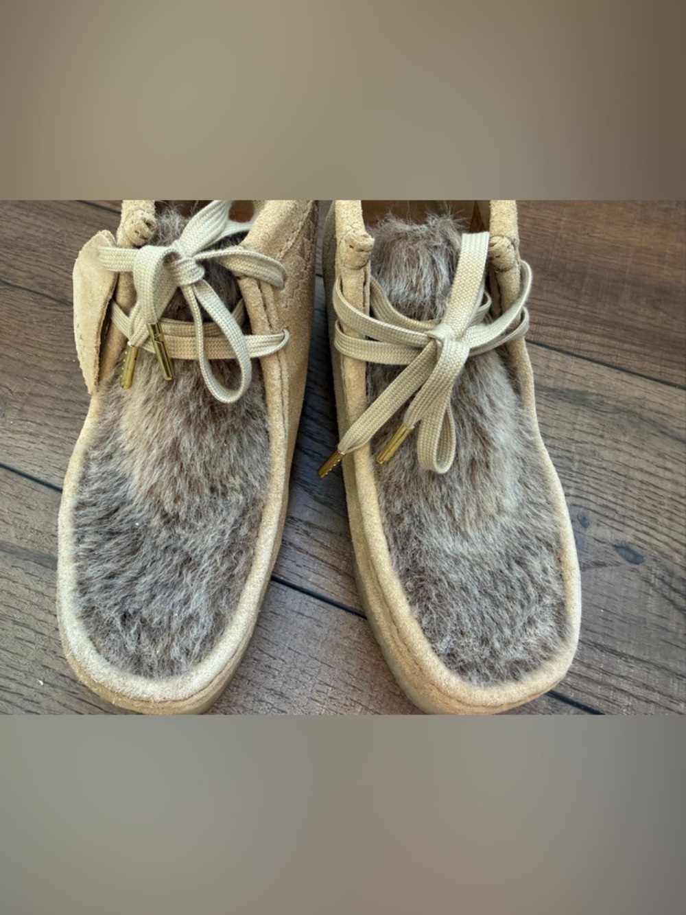 Clarks Originals Tan Brown Wallabee Faux Fur Suede Ankle Boots Women’s Size 7.5 - Picture 7 of 10